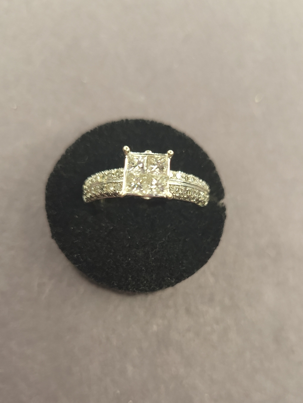 Classic Square Halo Diamond Engagement Ring - White